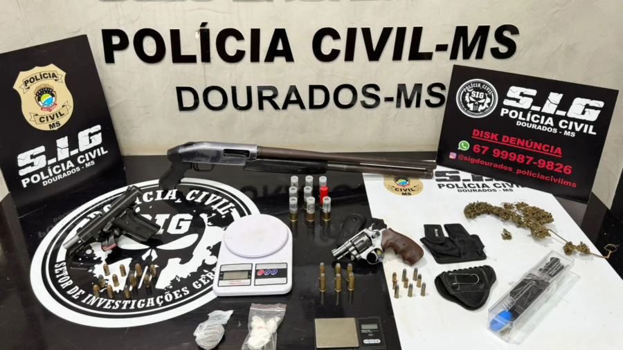 Três são presos e pistola utilizada em tentativas de homicídio é apreendida em Dourados